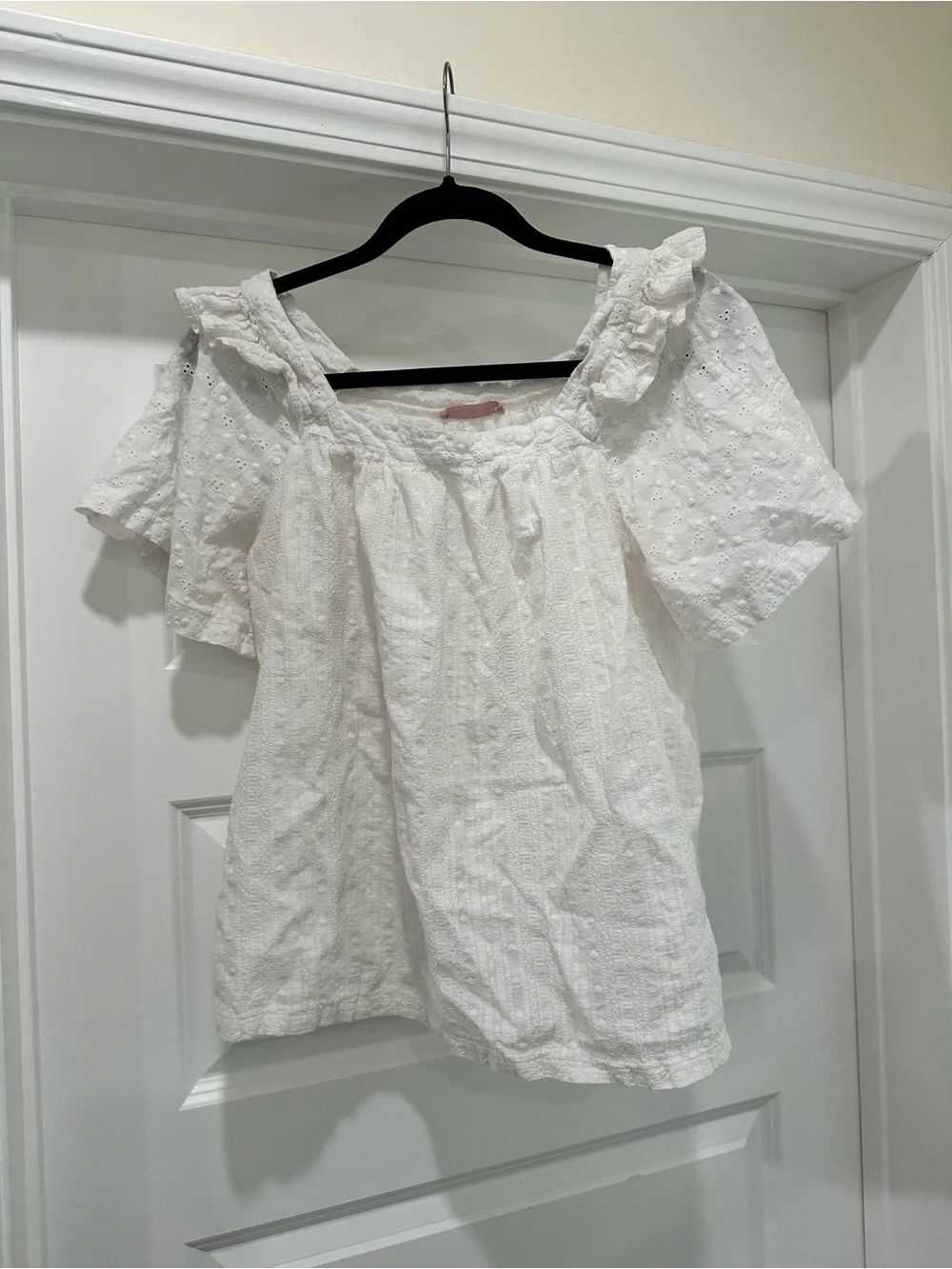 White Ruffle Sleeve Blouse
